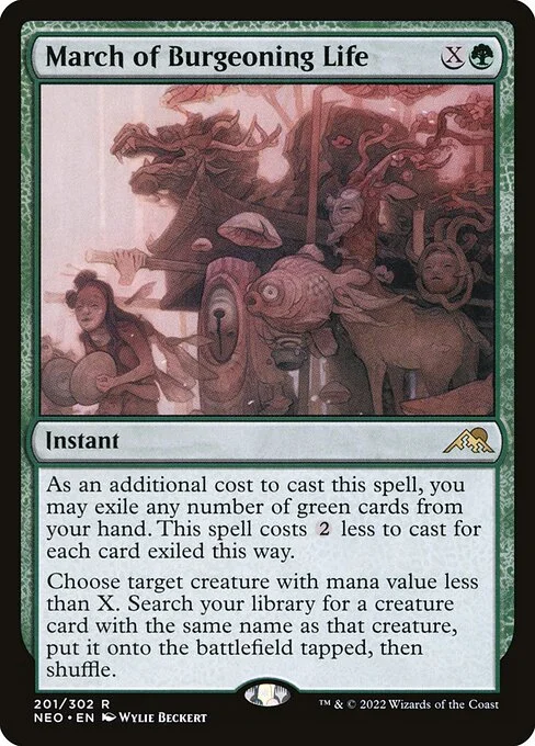 March of Burgeoning Life, carta Magic di tipo Instant illustrata da Wylie Beckert
