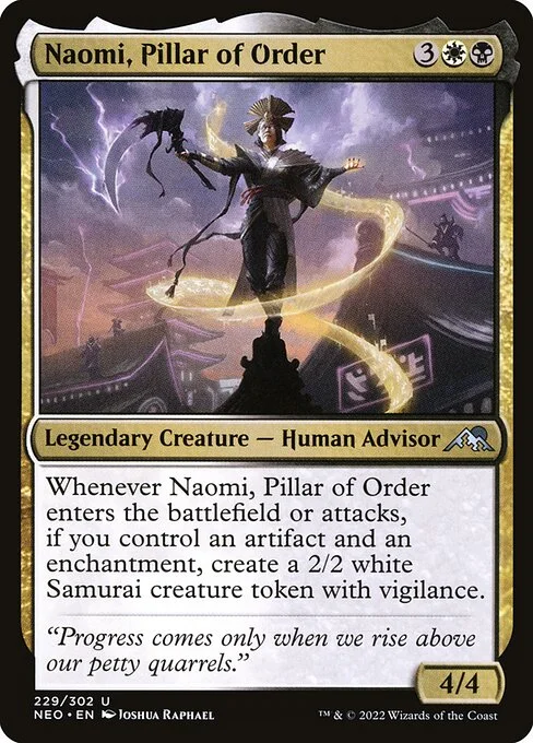 Naomi, Pillar of Order, carta Magic di tipo Legendary Creature — Human Advisor illustrata da Joshua Raphael