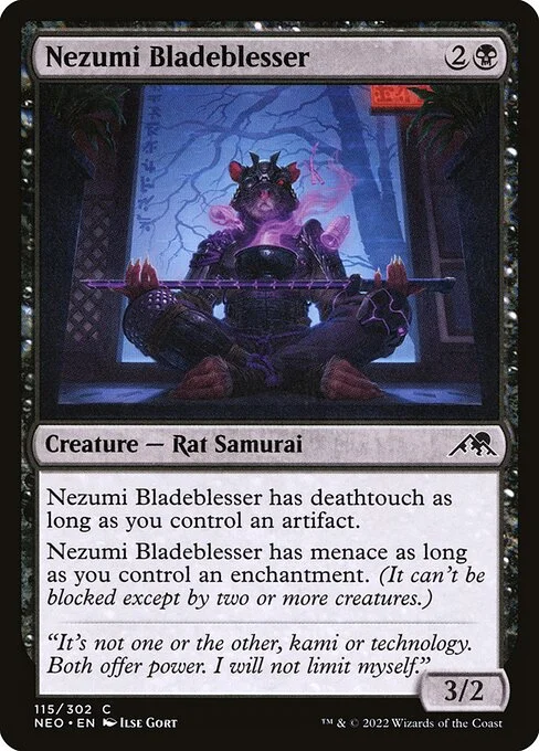 Nezumi Bladeblesser, carta Magic di tipo Creature — Rat Samurai illustrata da Ilse Gort