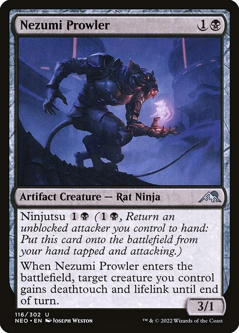 Nezumi Prowler, carta Magic di tipo Artifact Creature — Rat Ninja illustrata da Joseph Weston