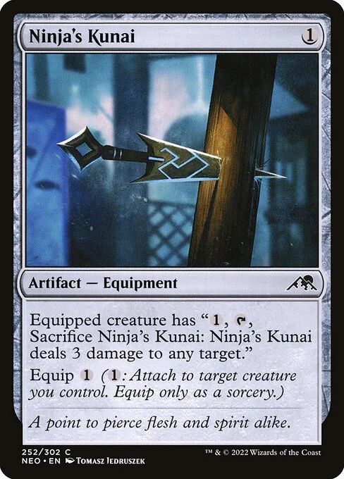 Ninja's Kunai, carta Magic di tipo Artifact — Equipment illustrata da Tomasz Jedruszek