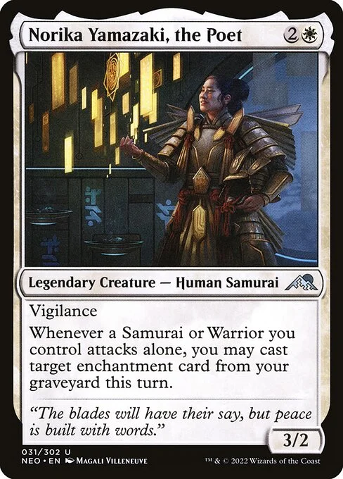 Norika Yamazaki, the Poet, carta Magic di tipo Legendary Creature — Human Samurai illustrata da Magali Villeneuve
