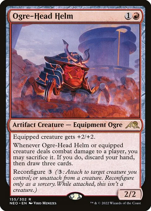 Ogre-Head Helm, carta Magic di tipo Artifact Creature — Equipment Ogre illustrata da Viko Menezes
