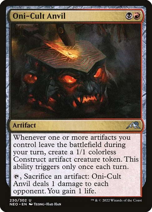 Oni-Cult Anvil, carta Magic di tipo Artifact illustrata da Yeong-Hao Han