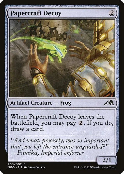Papercraft Decoy, carta Magic di tipo Artifact Creature — Frog illustrata da Brian Valeza