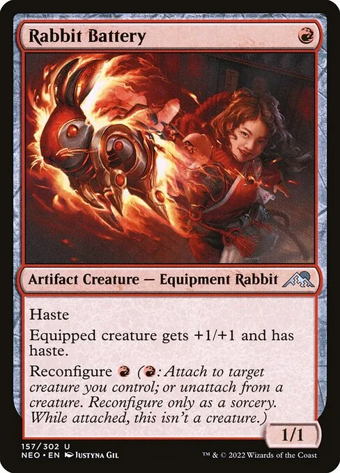Rabbit Battery, carta Magic di tipo Artifact Creature — Equipment Rabbit illustrata da Justyna Dura