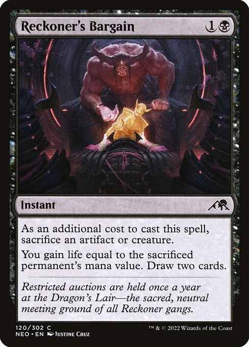 Reckoner's Bargain, carta Magic di tipo Instant illustrata da Justine Cruz