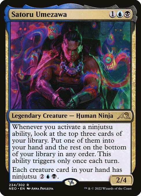 Satoru Umezawa, carta Magic di tipo Legendary Creature — Human Ninja illustrata da Anna Pavleeva