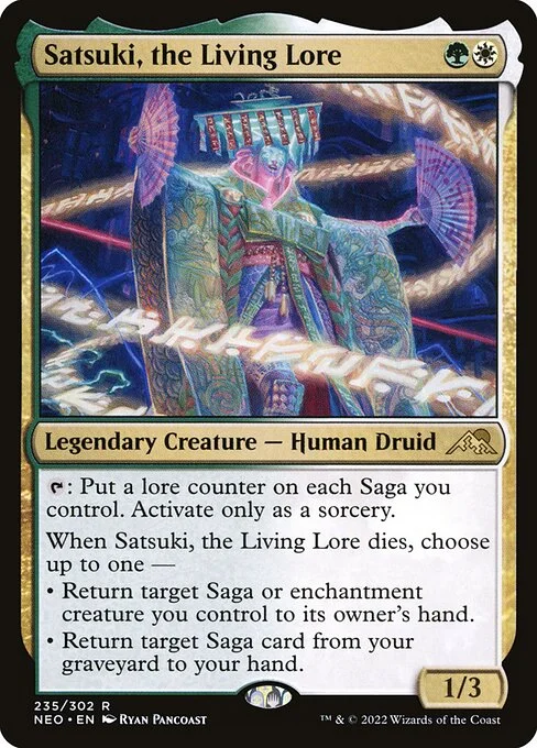 Satsuki, the Living Lore, carta Magic di tipo Legendary Creature — Human Druid illustrata da Ryan Pancoast
