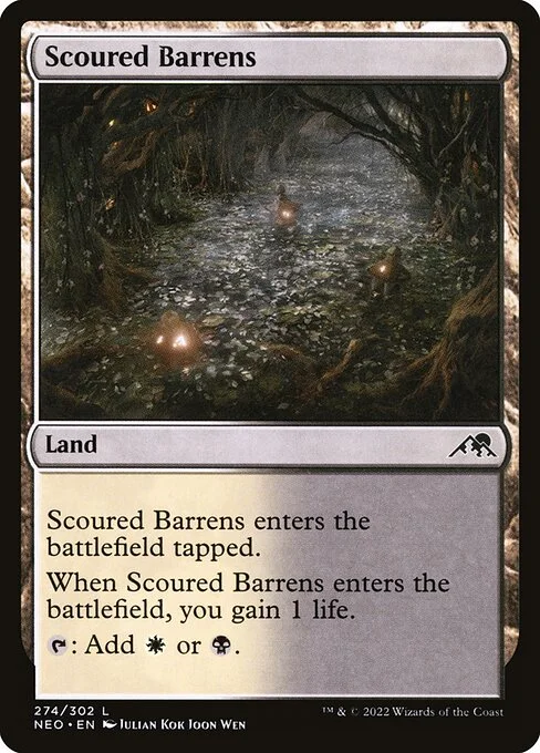 Scoured Barrens, carta Magic di tipo Land illustrata da Julian Kok Joon Wen