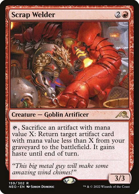 Scrap Welder, carta Magic di tipo Creature — Goblin Artificer illustrata da Simon Dominic