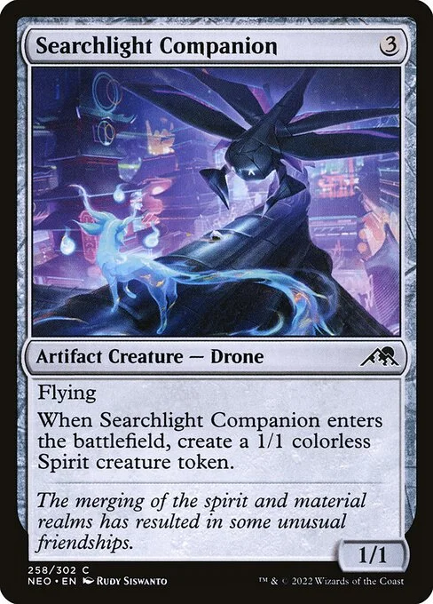 Searchlight Companion, carta Magic di tipo Artifact Creature — Drone illustrata da Rudy Siswanto