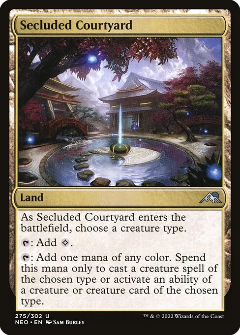 Secluded Courtyard, carta Magic di tipo Land illustrata da Sam Burley