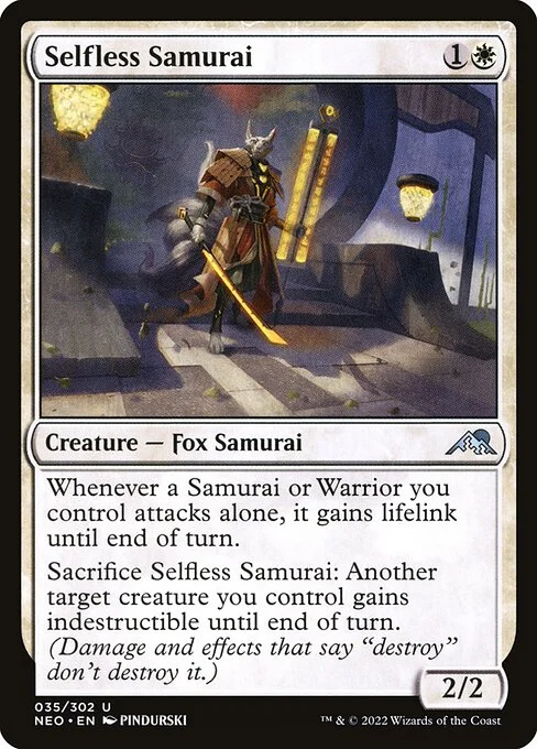 Selfless Samurai, carta Magic di tipo Creature — Fox Samurai illustrata da PINDURSKI