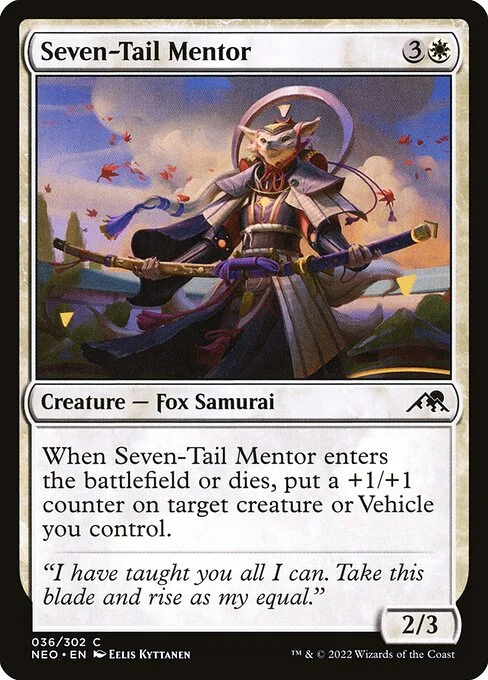 Seven-Tail Mentor, carta Magic di tipo Creature — Fox Samurai illustrata da Eelis Kyttanen