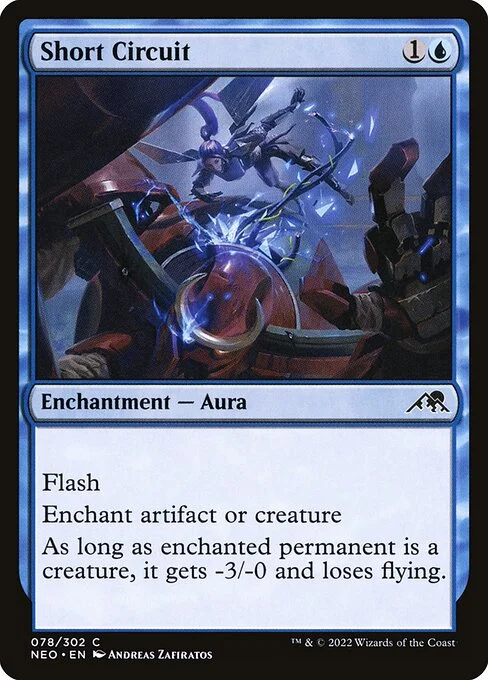 Short Circuit, carta Magic di tipo Enchantment — Aura illustrata da Andreas Zafiratos