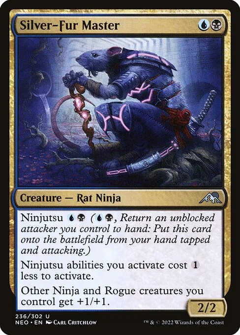Silver-Fur Master, carta Magic di tipo Creature — Rat Ninja illustrata da Carl Critchlow