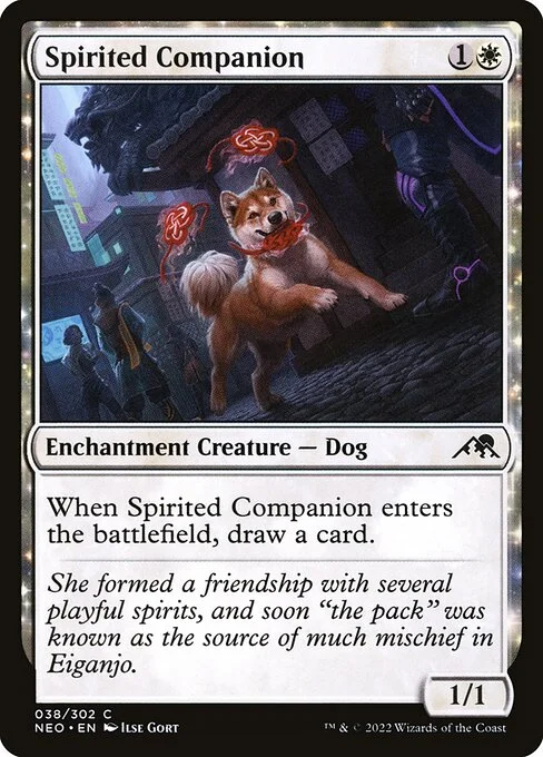 Spirited Companion, carta Magic di tipo Enchantment Creature — Dog illustrata da Ilse Gort
