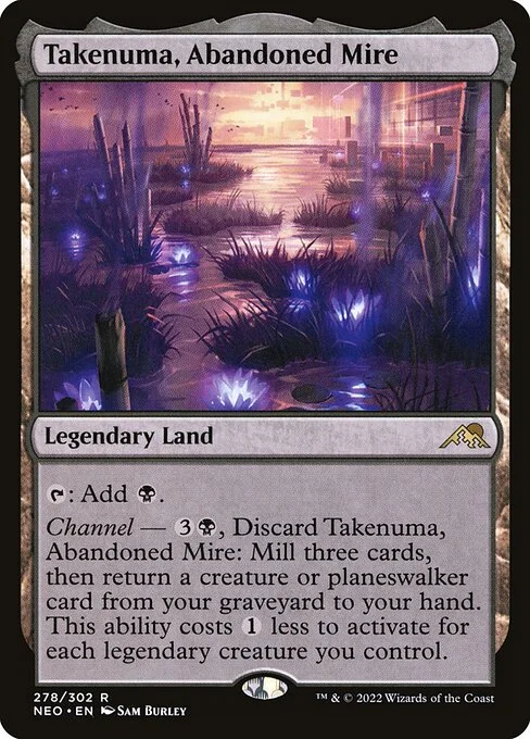 Takenuma, Abandoned Mire, carta Magic di tipo Legendary Land illustrata da Sam Burley