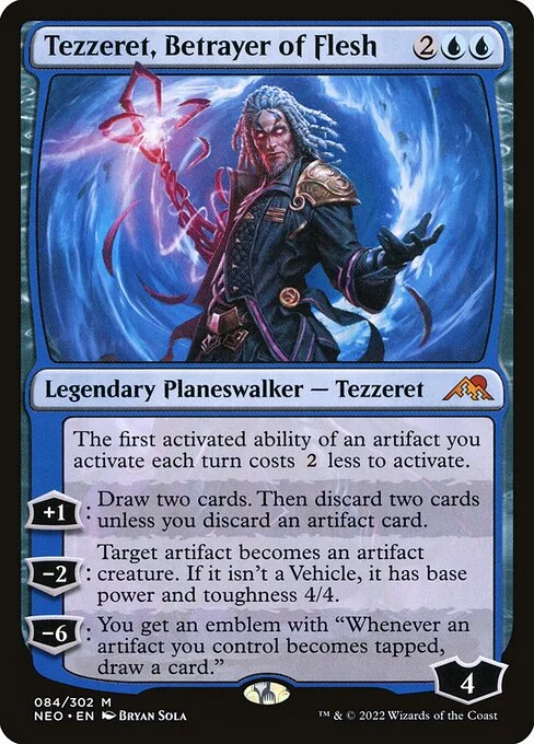 Tezzeret, Betrayer of Flesh, carta Magic di tipo Legendary Planeswalker — Tezzeret illustrata da Bryan Sola