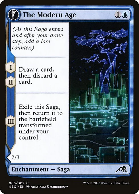 The Modern Age // Vector Glider, carta Magic di tipo Enchantment — Saga // Enchantment Creature — Spirit illustrata da Anastasia Ovchinnikova