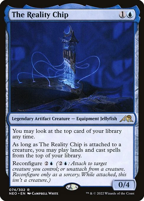 The Reality Chip, carta Magic di tipo Legendary Artifact Creature — Equipment Jellyfish illustrata da Campbell White