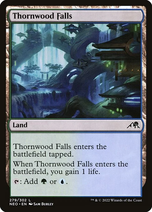 Thornwood Falls, carta Magic di tipo Land illustrata da Sam Burley