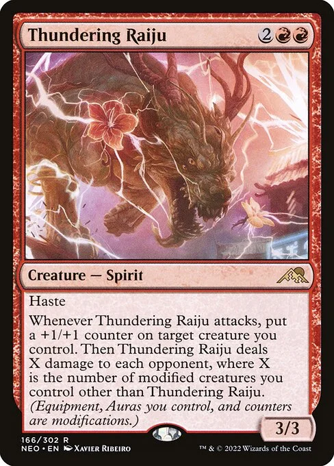 Thundering Raiju, carta Magic di tipo Creature — Spirit illustrata da Xavier Ribeiro