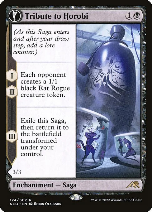 Tribute to Horobi // Echo of Death's Wail, carta Magic di tipo Enchantment — Saga // Enchantment Creature — Spirit illustrata da Robin Olausson