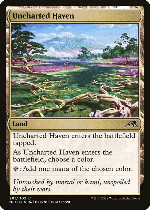 Uncharted Haven, carta Magic di tipo Land illustrata da Lorenzo Lanfranconi