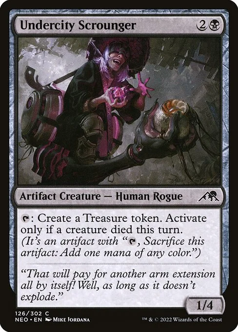 Undercity Scrounger, carta Magic di tipo Artifact Creature — Human Rogue illustrata da Mike Jordana