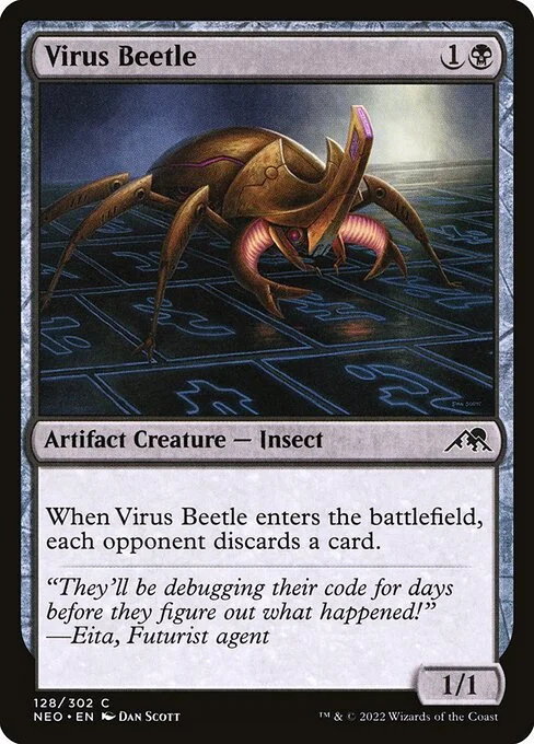 Virus Beetle, carta Magic di tipo Artifact Creature — Insect illustrata da Dan Murayama Scott