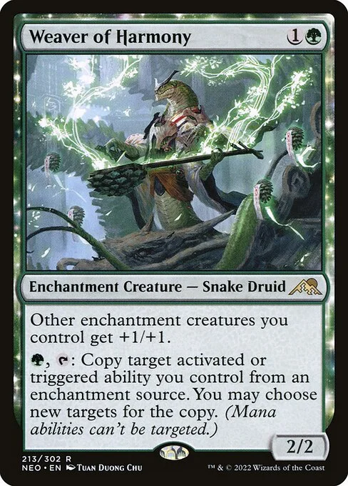 Weaver of Harmony, carta Magic di tipo Enchantment Creature — Snake Druid illustrata da Tuan Duong Chu