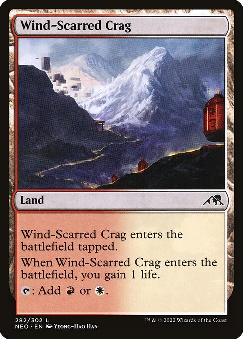 Wind-Scarred Crag, carta Magic di tipo Land illustrata da Yeong-Hao Han
