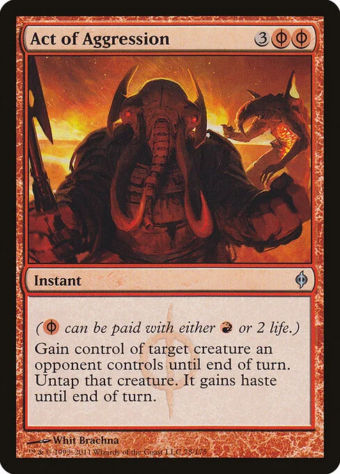 Act of Aggression, carta Magic di tipo Instant illustrata da Whit Brachna
