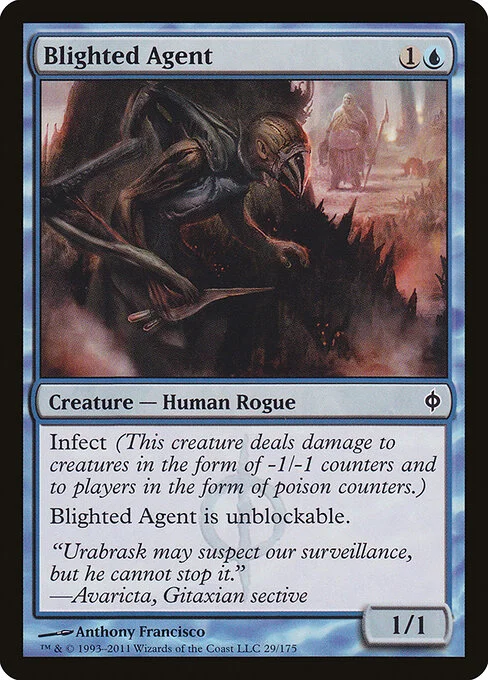 Blighted Agent, carta Magic di tipo Creature — Phyrexian Human Rogue illustrata da Anthony Francisco