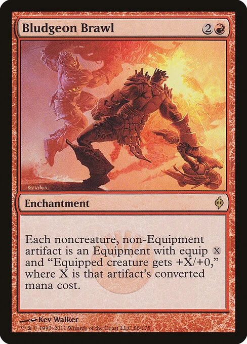 Bludgeon Brawl, carta Magic di tipo Enchantment illustrata da Kev Walker