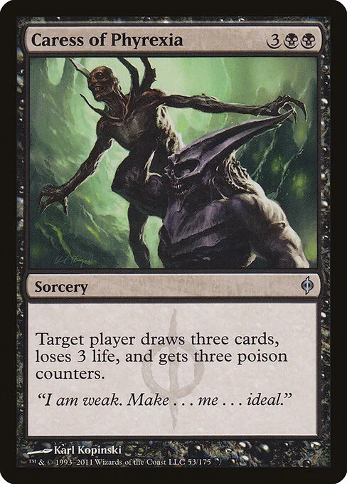 Caress of Phyrexia, carta Magic di tipo Sorcery illustrata da Karl Kopinski