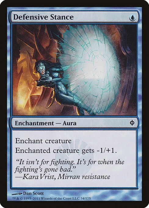 Defensive Stance, carta Magic di tipo Enchantment — Aura illustrata da Dan Murayama Scott