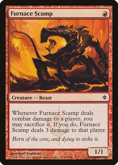 Furnace Scamp, carta Magic di tipo Creature — Phyrexian Beast illustrata da Karl Kopinski