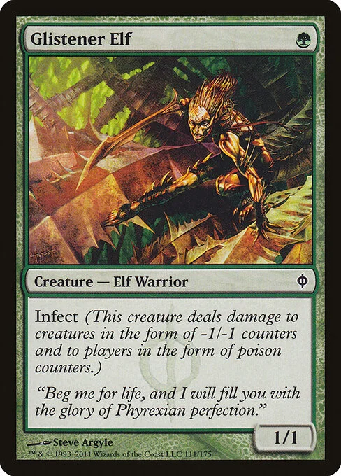 Glistener Elf, carta Magic di tipo Creature — Phyrexian Elf Warrior illustrata da Steve Argyle