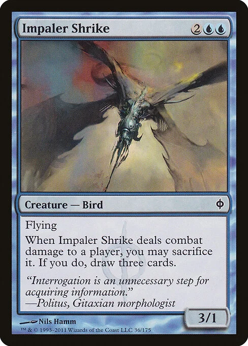 Impaler Shrike, carta Magic di tipo Creature — Phyrexian Bird illustrata da Nils Hamm