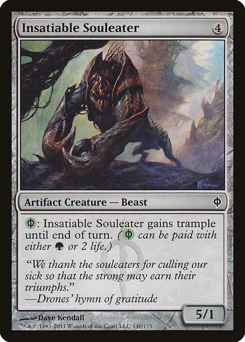 Insatiable Souleater, carta Magic di tipo Artifact Creature — Phyrexian Beast illustrata da Dave Kendall