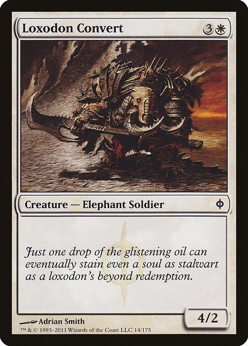 Loxodon Convert, carta Magic di tipo Creature — Phyrexian Elephant Soldier illustrata da Adrian Smith