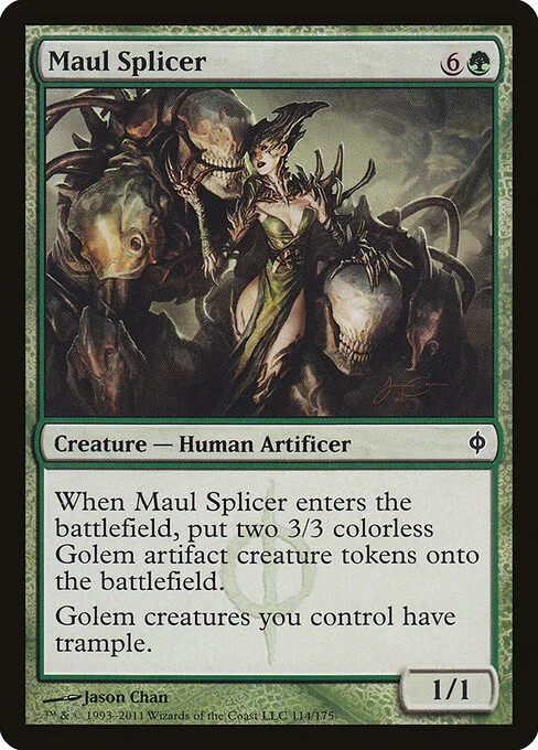 Maul Splicer, carta Magic di tipo Creature — Phyrexian Human Artificer illustrata da Jason Chan