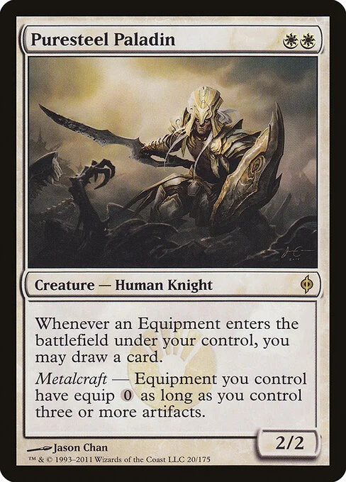 Puresteel Paladin, carta Magic di tipo Creature — Human Knight illustrata da Jason Chan