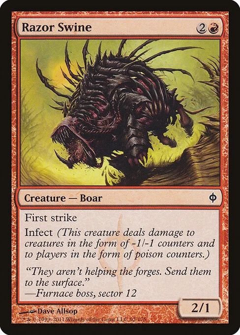 Razor Swine, carta Magic di tipo Creature — Phyrexian Boar illustrata da Dave Allsop