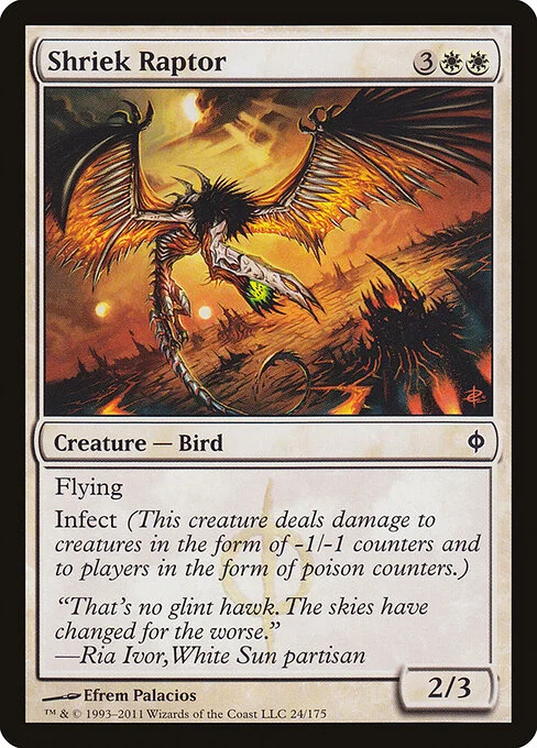 Shriek Raptor, carta Magic di tipo Creature — Phyrexian Bird illustrata da Efrem Palacios