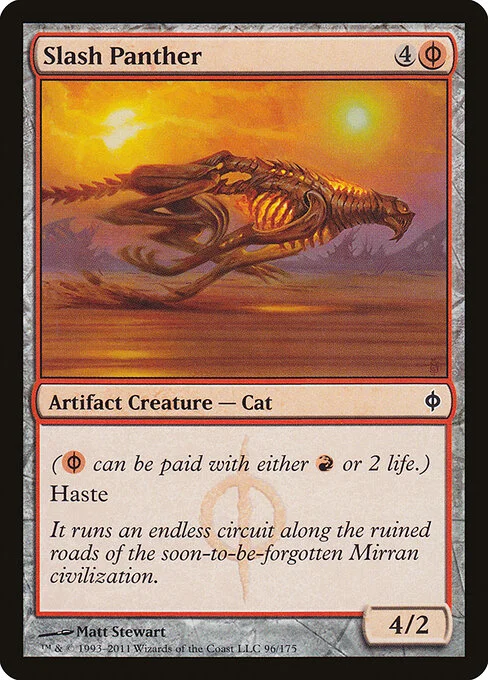 Slash Panther, carta Magic di tipo Artifact Creature — Phyrexian Cat illustrata da Matt Stewart