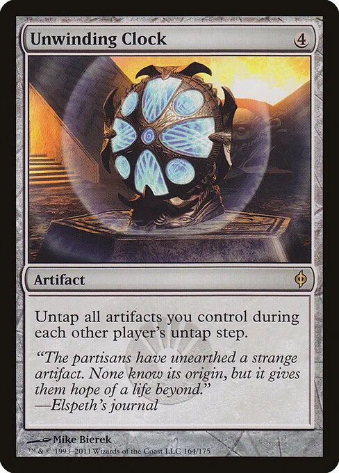 Unwinding Clock, carta Magic di tipo Artifact illustrata da Mike Bierek